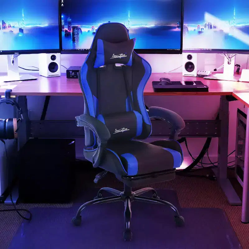 Sedia da gaming BestMassage Sedia da ufficio per computer con poggiapiedi e supporto lombare