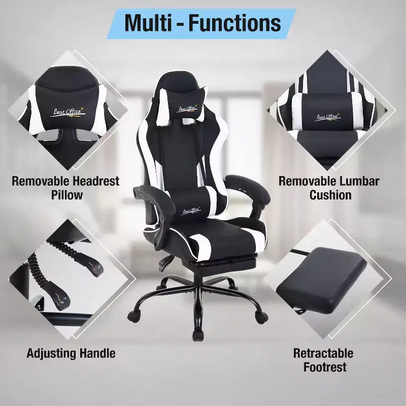 Sedia da gaming BestMassage Sedia da ufficio per computer con poggiapiedi e supporto lombare