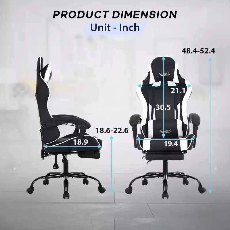 Sedia da gaming BestMassage Sedia da ufficio per computer con poggiapiedi e supporto lombare