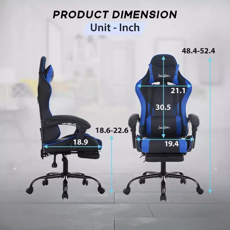 Sedia da gaming BestMassage Sedia da ufficio per computer con poggiapiedi e supporto lombare
