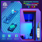 Scrivania da gioco Bestier 61 reversibile con presa di corrente a LED e 4 ripiani