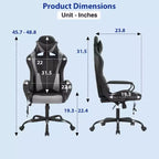 Chaise de jeu FDW Gaming Chaise de bureau massante confortable et élégante avec soutien lombaire réglable, pivotante à 360 degrés et roulettes silencieuses