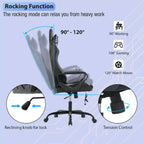 Chaise de jeu FDW Gaming Chaise de bureau massante confortable et élégante avec soutien lombaire réglable, pivotante à 360 degrés et roulettes silencieuses