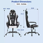 Chaise de jeu FDW Gaming Chaise de bureau massante confortable et élégante avec soutien lombaire réglable, pivotante à 360 degrés et roulettes silencieuses