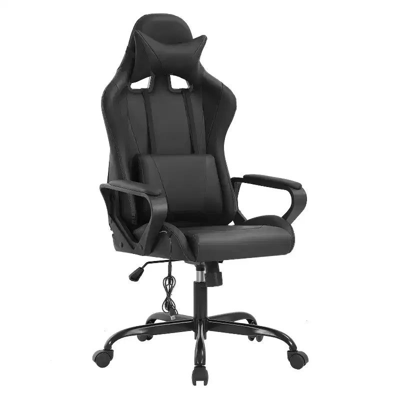 Chaise de jeu FDW Gaming Chaise de bureau massante confortable et élégante avec soutien lombaire réglable, pivotante à 360 degrés et roulettes silencieuses