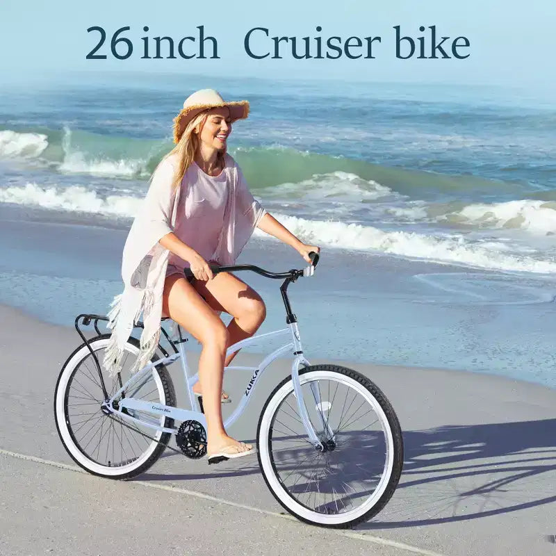 Vélo Single Speed en Acier 26 Pouces, Cadre en Acier, Roues Larges pour la Stabilité, Frein à Rétropédalage, Plusieurs Couleurs Vélo Cruiser de Plage Homme Femme