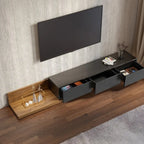 Meuble TV extensible en noyer avec 3 tiroirs
