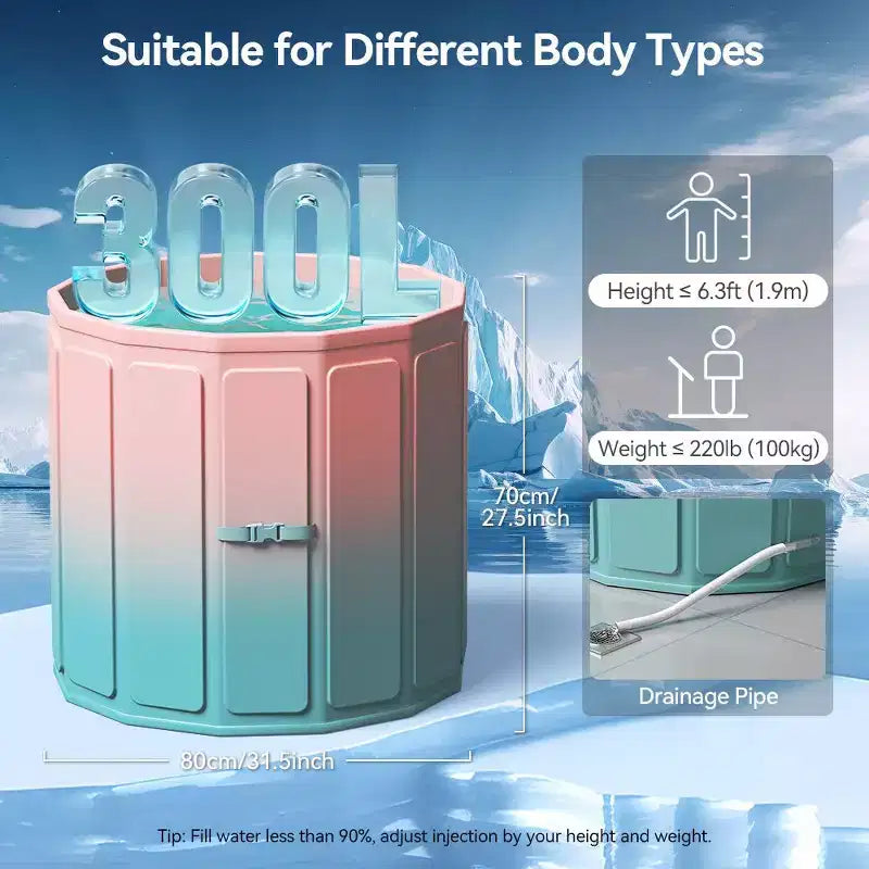 WARMOUNTS Baignoire de Plongée Froide Pliable de 291 Litres avec Isolation 5 Couches pour Thérapies Chaudes et Froides