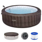 Bestway SaluSpa Bali 5 to 7 Person Inflatable Hot Tub, Round Energy-Efficient Portable Outdoor Spa with 180 AirJets, 85 x 28