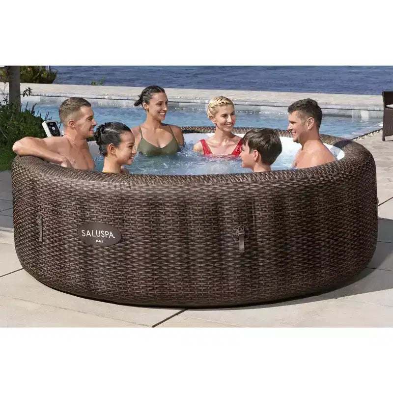 Bestway SaluSpa Bali Spa Gonflable 5 à 7 Personnes, Spa Portable Rond Extérieur Économe en Énergie avec 180 AirJets, 85 x 28