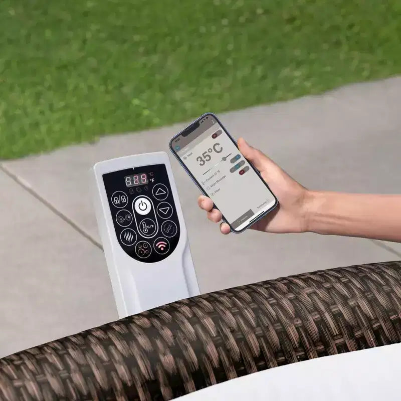 Bestway SaluSpa Bali Spa Gonflable 5 à 7 Personnes, Spa Portable Rond Extérieur Économe en Énergie avec 180 AirJets, 85 x 28