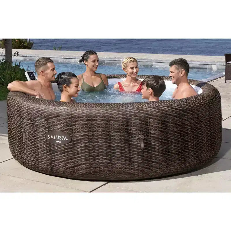 Bestway SaluSpa Bali Spa Gonflable 5 à 7 Personnes, Spa Portable Rond Extérieur Économe en Énergie avec 180 AirJets, 85 x 28