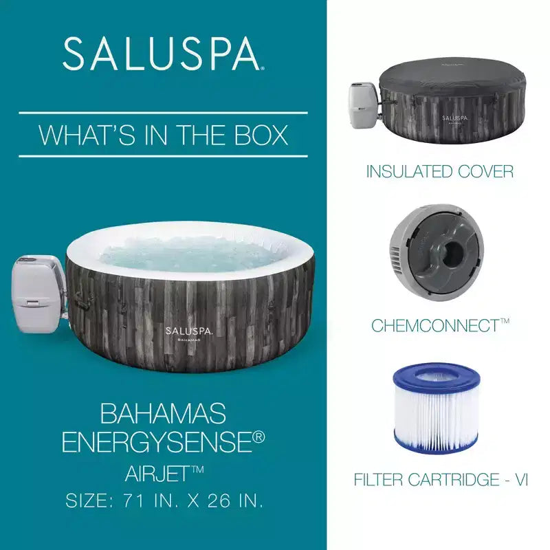 Bestway SaluSpa Bahamas, spa gonflable rond 2-4 personnes avec 120 AirJets, spa portable écoénergétique, 180 x 66 cm