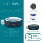 Bestway SaluSpa Miami AirJet Spa gonflable rond portable pour 4 à 6 personnes avec 140 AirJets et couverture EnergySense à économie d'énergie, vert foncé