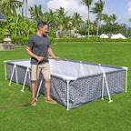 Piscine hors-sol rectangulaire Bestway Steel Pro pour jardin avec pompe filtrante de 1 249 litres, 3,66 m x 2,01 m x 66 cm, grise