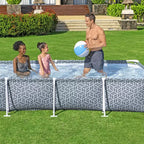 Piscine hors-sol rectangulaire Bestway Steel Pro pour jardin avec pompe filtrante de 1 249 litres, 3,66 m x 2,01 m x 66 cm, grise