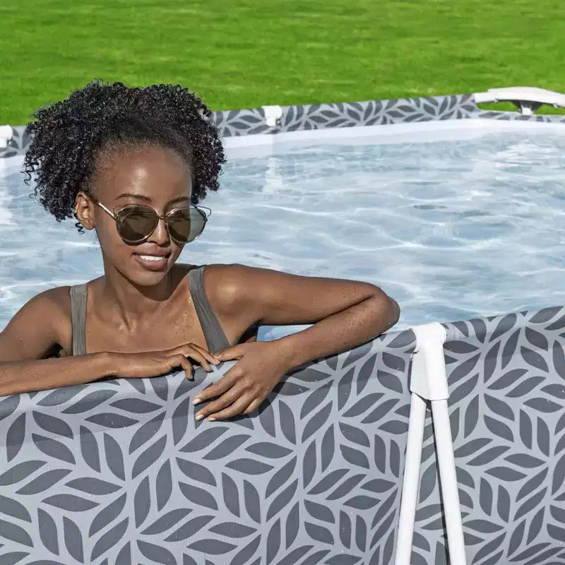 Piscine hors-sol rectangulaire Bestway Steel Pro pour jardin avec pompe filtrante de 1 249 litres, 3,66 m x 2,01 m x 66 cm, grise