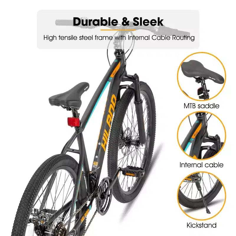 Vélo de montagne HILAND Ridge pour homme, 26 pouces ou 27,5 pouces, 21 vitesses