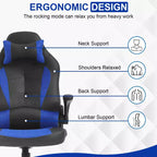 BestMassage Sedia da Gaming, Sedia da Ufficio, Sedia da Scrivania per Computer con Supporto Lombare e Poggiatesta Regolabile, Sedia da Gamer in Pelle PU per Adulti