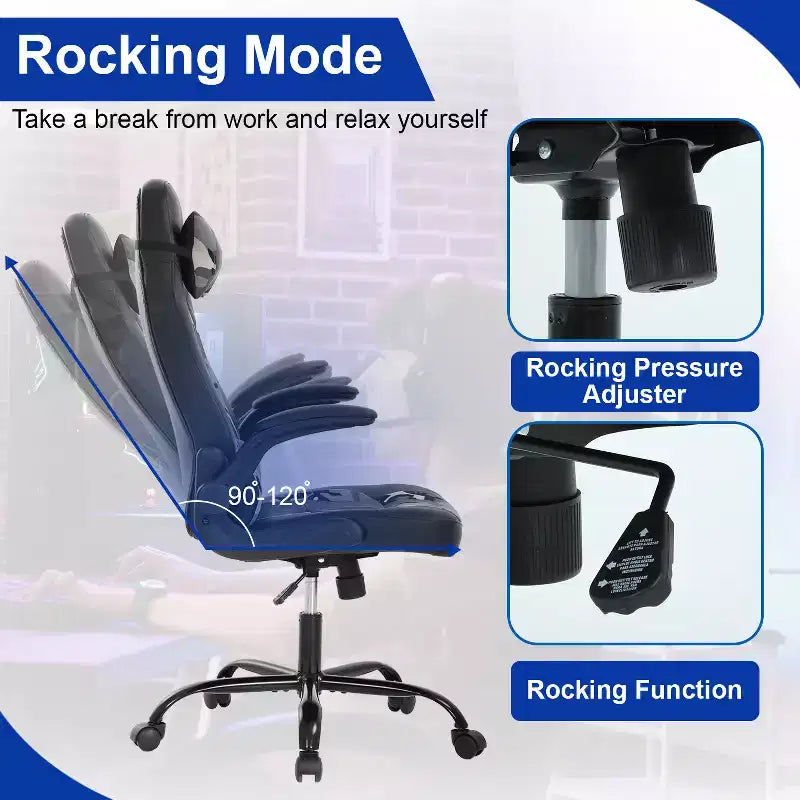 BestMassage Sedia da Gaming, Sedia da Ufficio, Sedia da Scrivania per Computer con Supporto Lombare e Poggiatesta Regolabile, Sedia da Gamer in Pelle PU per Adulti