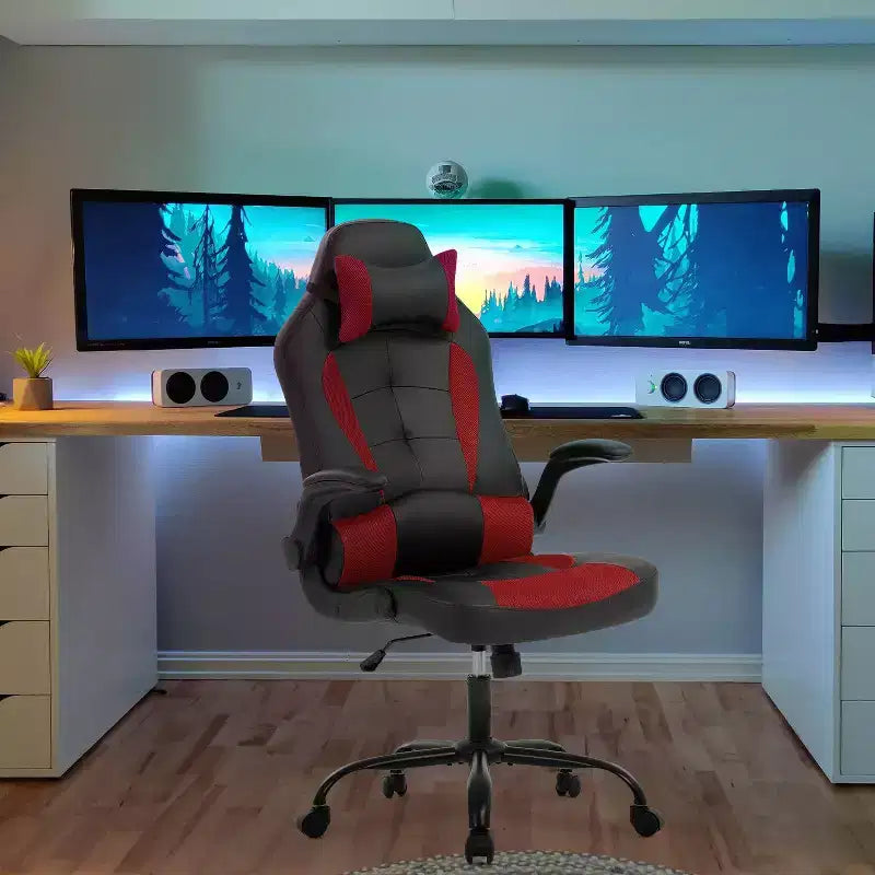 BestMassage Sedia da Gaming, Sedia da Ufficio, Sedia da Scrivania per Computer con Supporto Lombare e Poggiatesta Regolabile, Sedia da Gamer in Pelle PU per Adulti