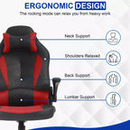 BestMassage Sedia da Gaming, Sedia da Ufficio, Sedia da Scrivania per Computer con Supporto Lombare e Poggiatesta Regolabile, Sedia da Gamer in Pelle PU per Adulti