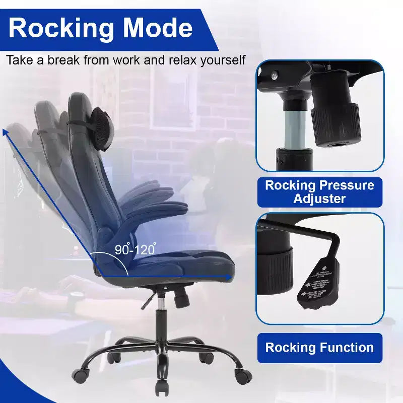 BestMassage Sedia da Gaming, Sedia da Ufficio, Sedia da Scrivania per Computer con Supporto Lombare e Poggiatesta Regolabile, Sedia da Gamer in Pelle PU per Adulti