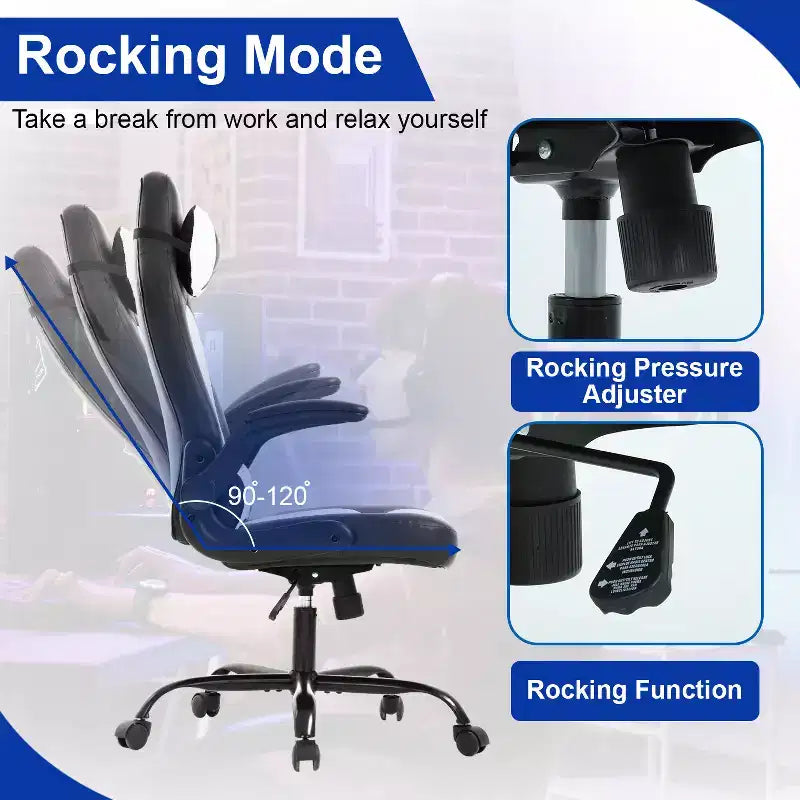 BestMassage Sedia da Gaming, Sedia da Ufficio, Sedia da Scrivania per Computer con Supporto Lombare e Poggiatesta Regolabile, Sedia da Gamer in Pelle PU per Adulti