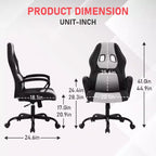 BestMassage Chaise de jeu Chaise de bureau avec soutien lombaire Hauteur réglable Cuir PU Chaise de direction pour femmes, hommes et adultes