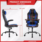 FDW Sedia da Gaming Sedia da Ufficio con Supporto Lombare in Pelle PU Sedie da Videogiochi per Adulti