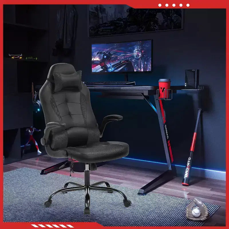 FDW Sedia da Gaming Sedia da Ufficio con Supporto Lombare in Pelle PU Sedie da Videogiochi per Adulti