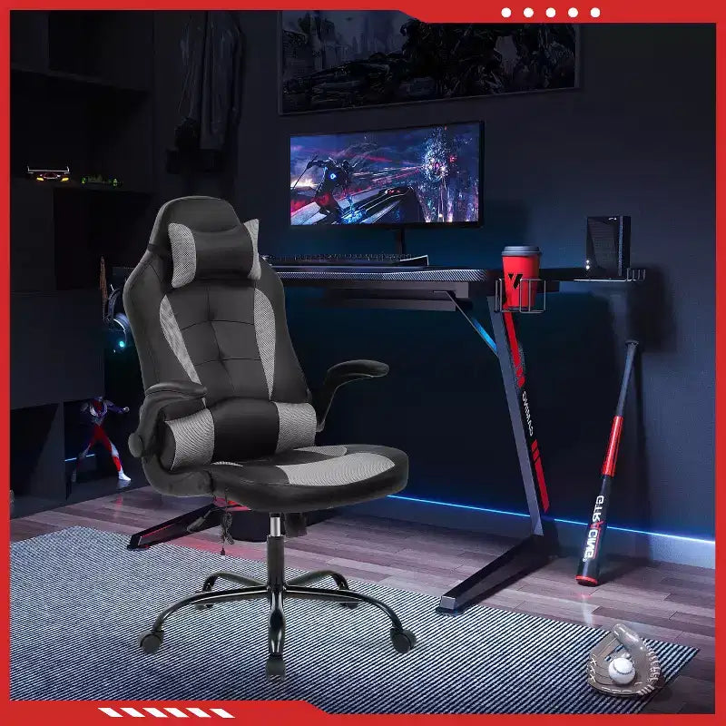 FDW Sedia da Gaming Sedia da Ufficio con Supporto Lombare in Pelle PU Sedie da Videogiochi per Adulti