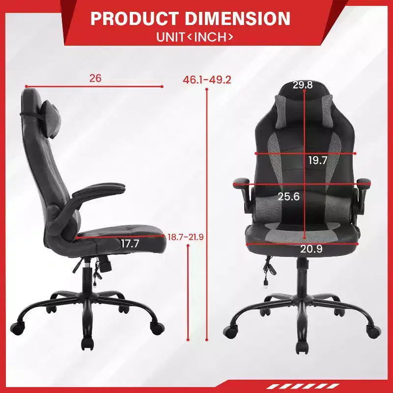 FDW Sedia da Gaming Sedia da Ufficio con Supporto Lombare in Pelle PU Sedie da Videogiochi per Adulti