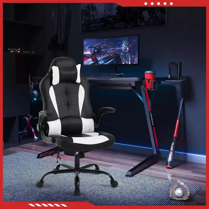 FDW Sedia da Gaming Sedia da Ufficio con Supporto Lombare in Pelle PU Sedie da Videogiochi per Adulti