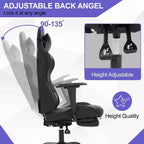 BestMassage Sedia da gaming per computer con supporto lombare e poggiapiedi, design girevole con ruote, sedia da ufficio per casa e gaming