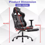 BestMassage Sedia da gaming per computer con supporto lombare e poggiapiedi, design girevole con ruote, sedia da ufficio per casa e gaming
