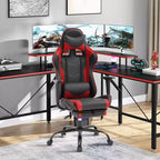 BestMassage Sedia da gaming per computer con supporto lombare e poggiapiedi, design girevole con ruote, sedia da ufficio per casa e gaming