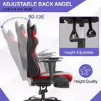BestMassage Sedia da gaming per computer con supporto lombare e poggiapiedi, design girevole con ruote, sedia da ufficio per casa e gaming