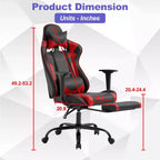 BestMassage Sedia da gaming per computer con supporto lombare e poggiapiedi, design girevole con ruote, sedia da ufficio per casa e gaming