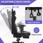 BestMassage Sedia da gaming per computer con supporto lombare e poggiapiedi, design girevole con ruote, sedia da ufficio per casa e gaming