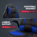 BestMassage Sedia da Gaming Sedia da Scrivania per Computer con Supporto Lombare, Rivestimento e Base Girevole su Rotelle per Giochi su PC e Uso Direzionale