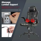 BestMassage Sedia da Gaming Sedia da Scrivania per Computer con Supporto Lombare, Rivestimento e Base Girevole su Rotelle per Giochi su PC e Uso Direzionale