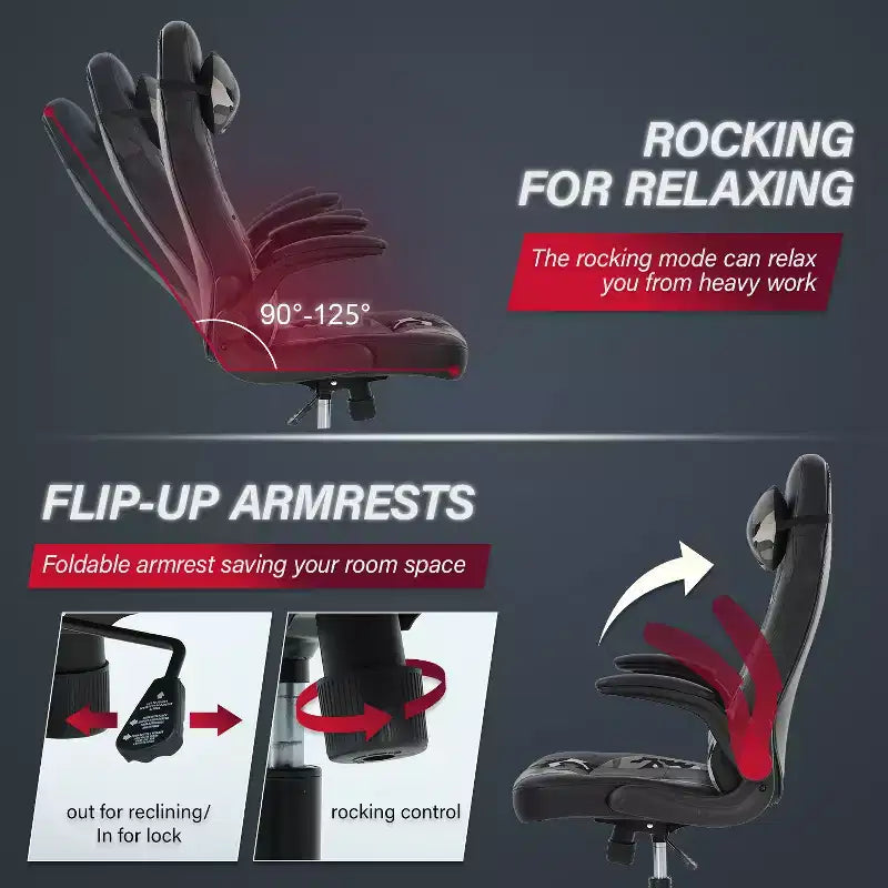 BestMassage Sedia da Gaming Sedia da Scrivania per Computer con Supporto Lombare, Rivestimento e Base Girevole su Rotelle per Giochi su PC e Uso Direzionale