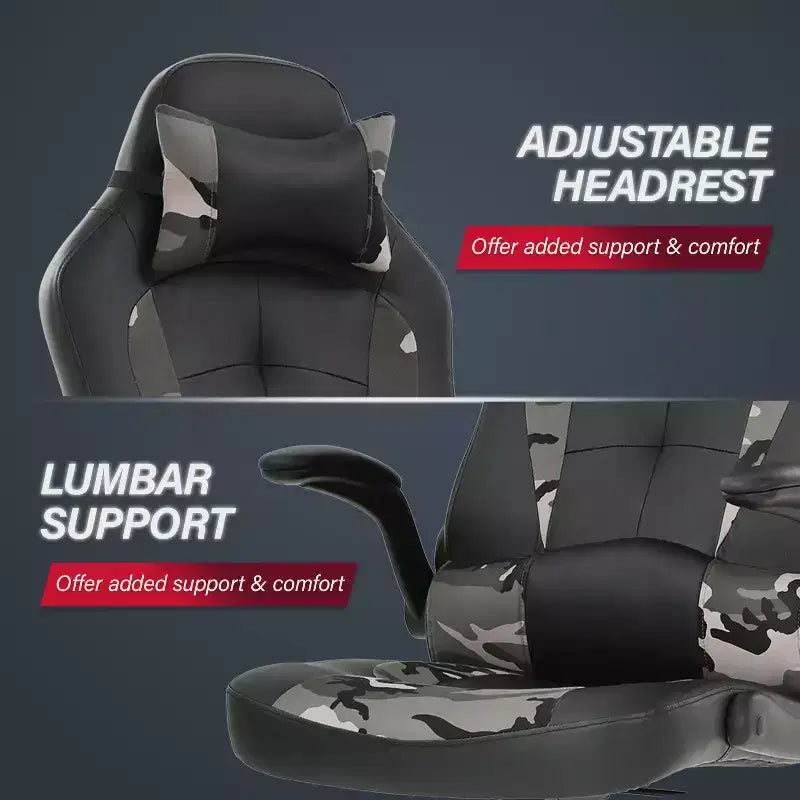 BestMassage Sedia da Gaming Sedia da Scrivania per Computer con Supporto Lombare, Rivestimento e Base Girevole su Rotelle per Giochi su PC e Uso Direzionale