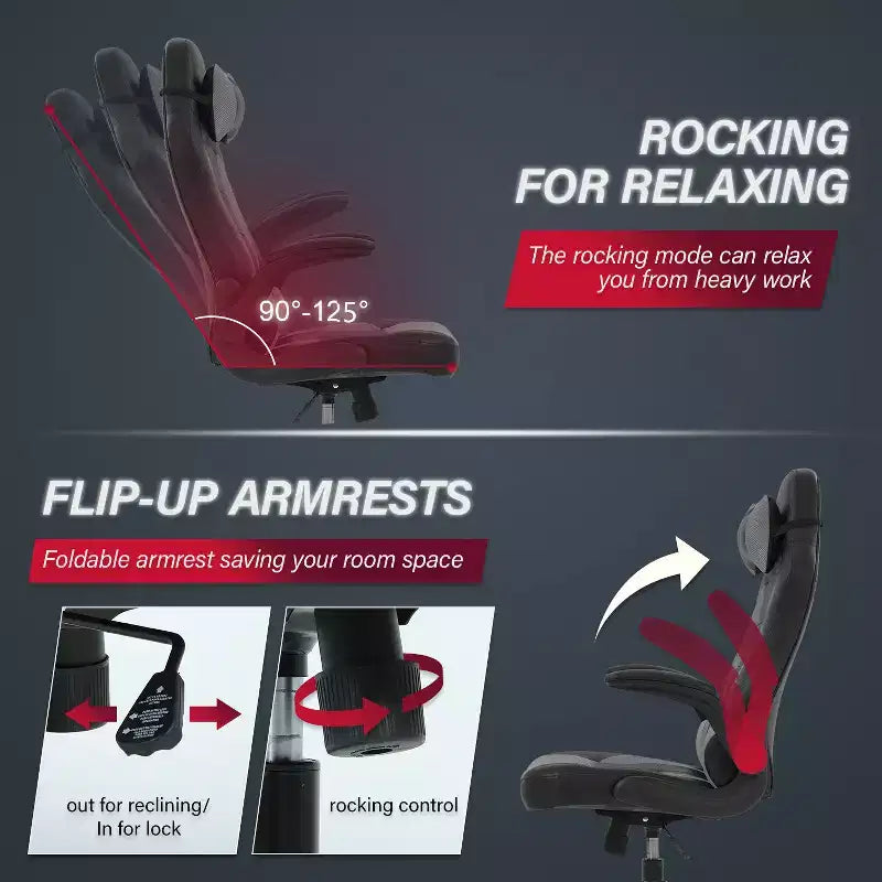 BestMassage Sedia da Gaming Sedia da Scrivania per Computer con Supporto Lombare, Rivestimento e Base Girevole su Rotelle per Giochi su PC e Uso Direzionale