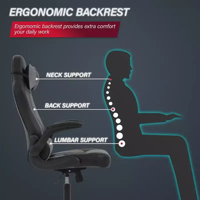BestMassage Sedia da Gaming Sedia da Scrivania per Computer con Supporto Lombare, Rivestimento e Base Girevole su Rotelle per Giochi su PC e Uso Direzionale