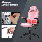 BestMassage Sedia da Gaming Sedia da Scrivania per Computer con Supporto Lombare, Rivestimento e Base Girevole su Rotelle per Giochi su PC e Uso Direzionale
