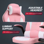 BestMassage Sedia da Gaming Sedia da Scrivania per Computer con Supporto Lombare, Rivestimento e Base Girevole su Rotelle per Giochi su PC e Uso Direzionale