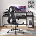 BestMassage Sedia da Gaming Sedia da Scrivania per Computer con Supporto Lombare, Rivestimento e Base Girevole su Rotelle per Giochi su PC e Uso Direzionale