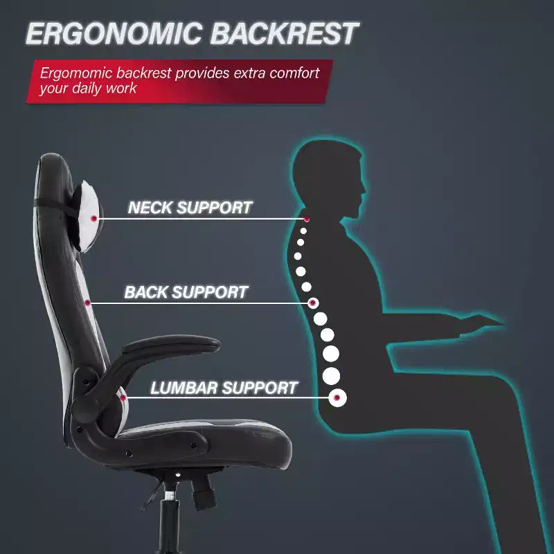BestMassage Sedia da Gaming Sedia da Scrivania per Computer con Supporto Lombare, Rivestimento e Base Girevole su Rotelle per Giochi su PC e Uso Direzionale